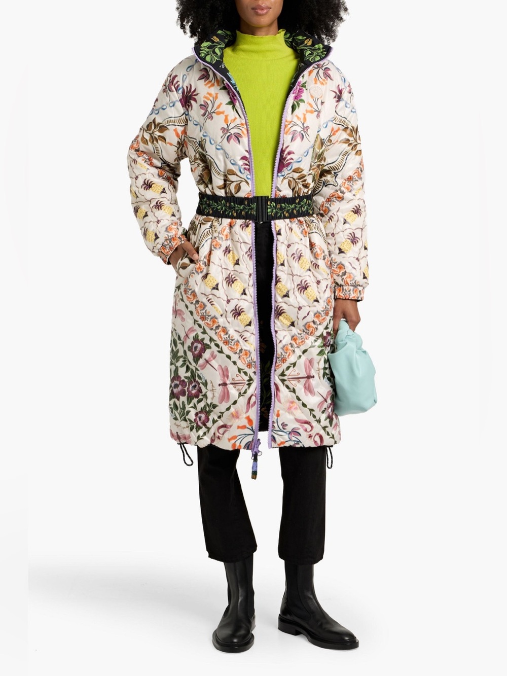 FARM Rio Reversible Floral-Print Quilted Shell Jacket, Size Small - Picture 3 of 12